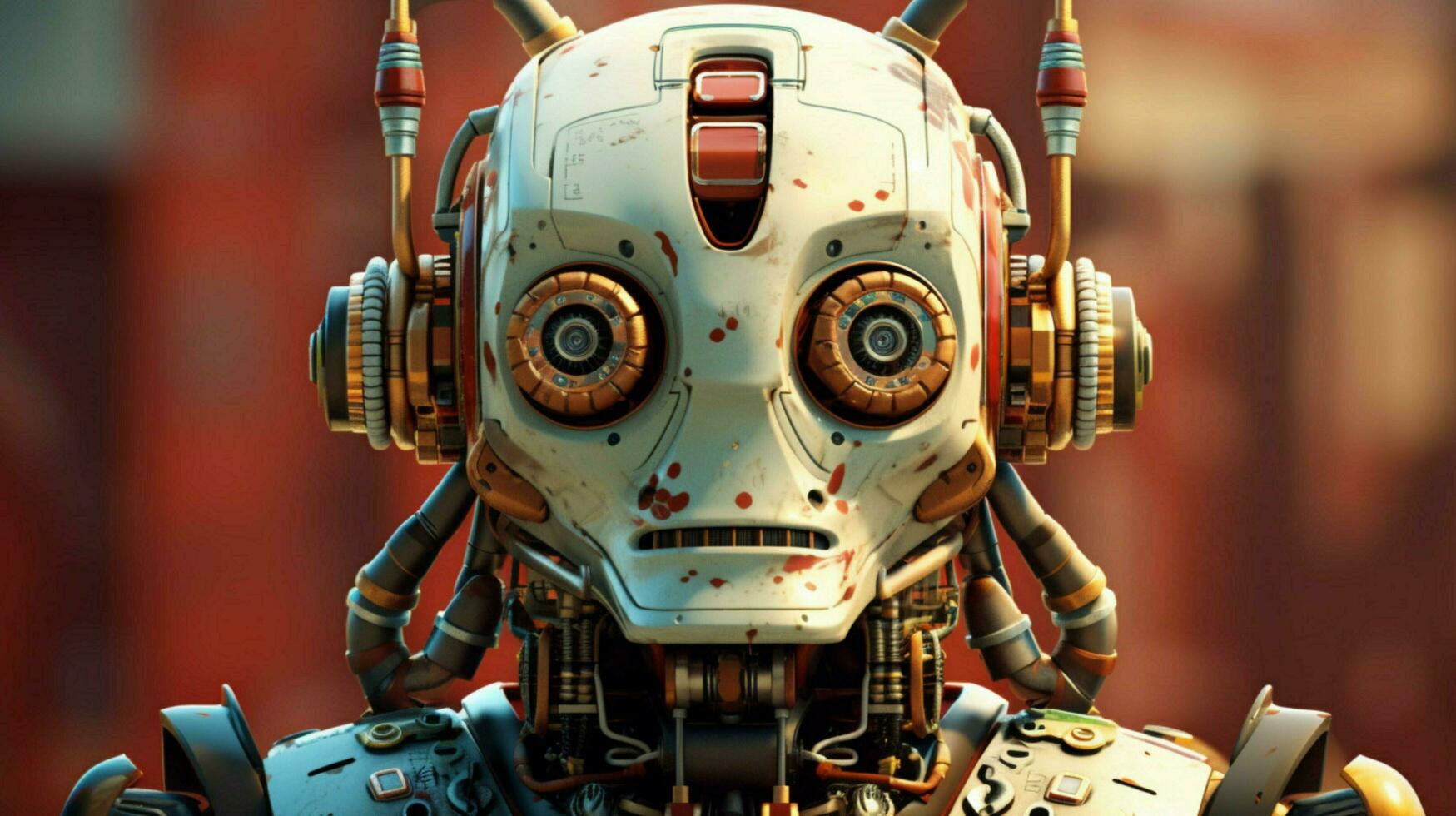 a robot with a head that says robot on it photo