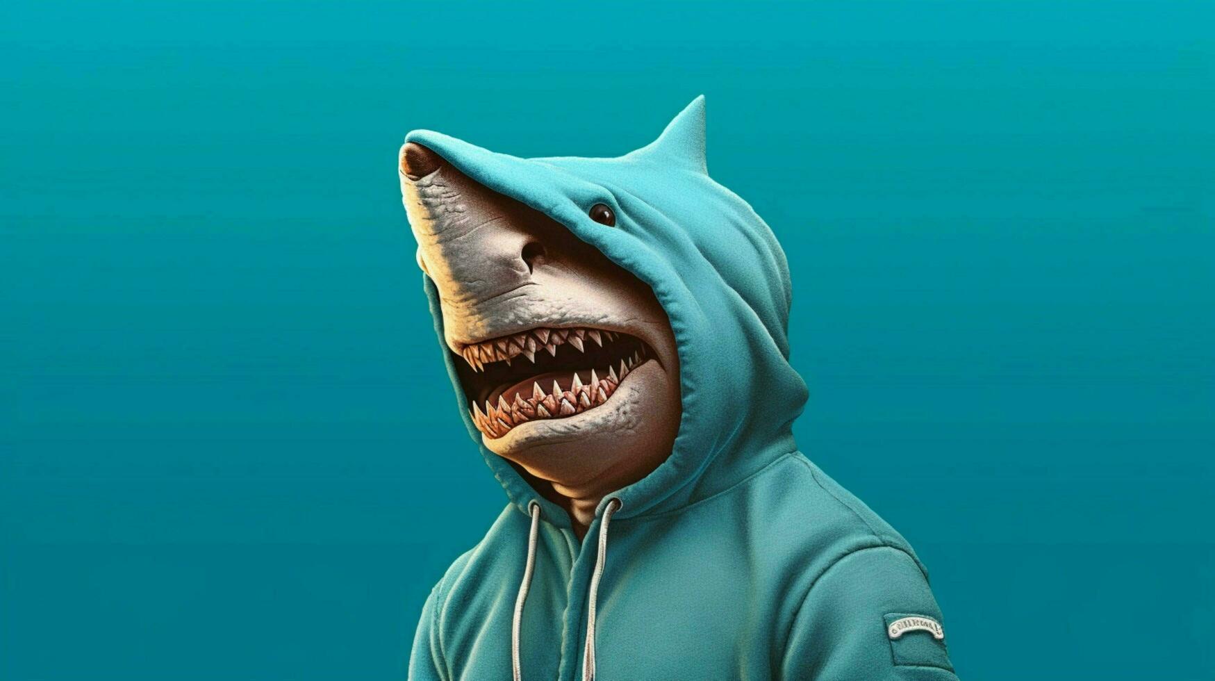 a shark in a hoodie with the names on it photo