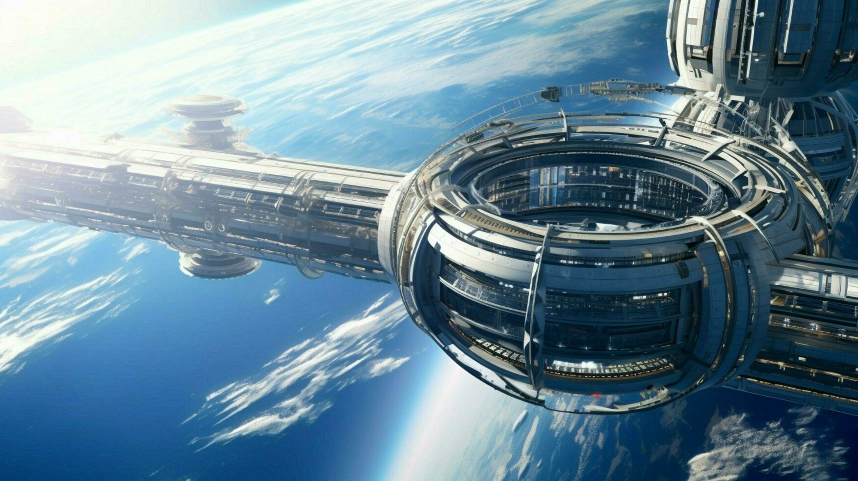 a space station with a view of the curvature photo