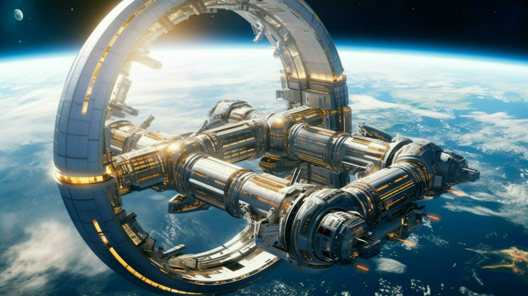 a space station with a view of the curvature photo
