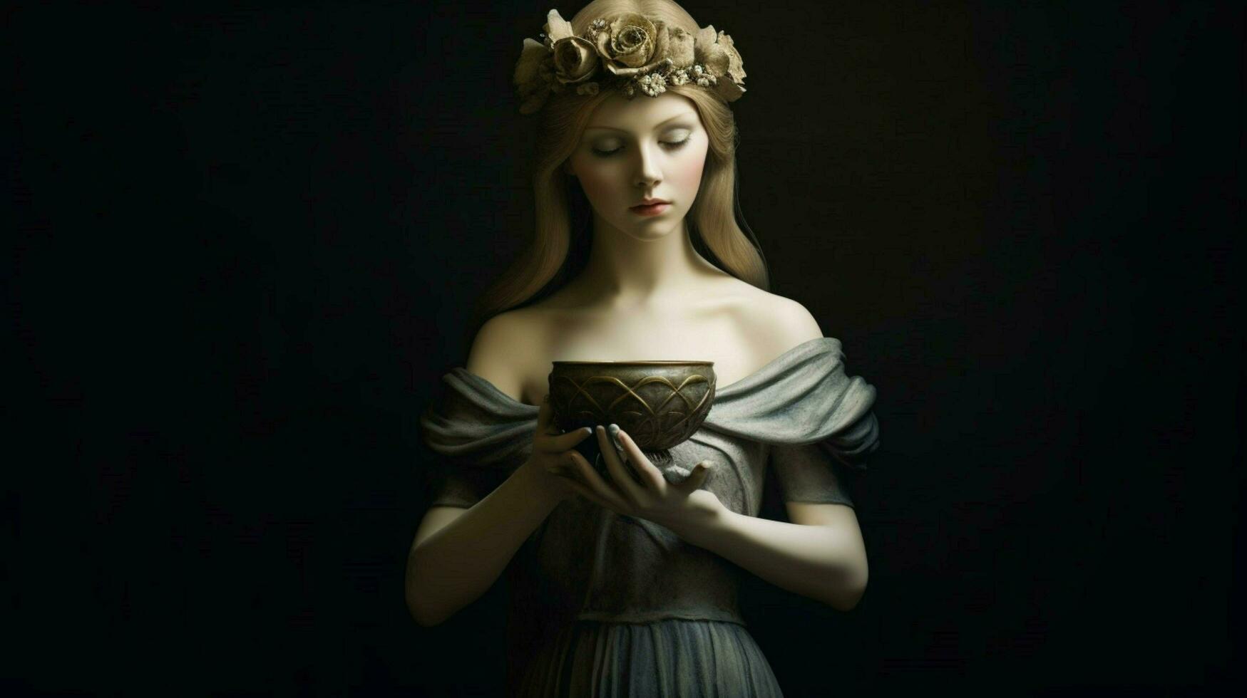 a statue of a girl with a vase in her hand photo