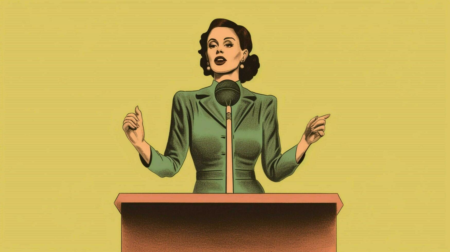 a woman speaks into a microphone at a podium photo