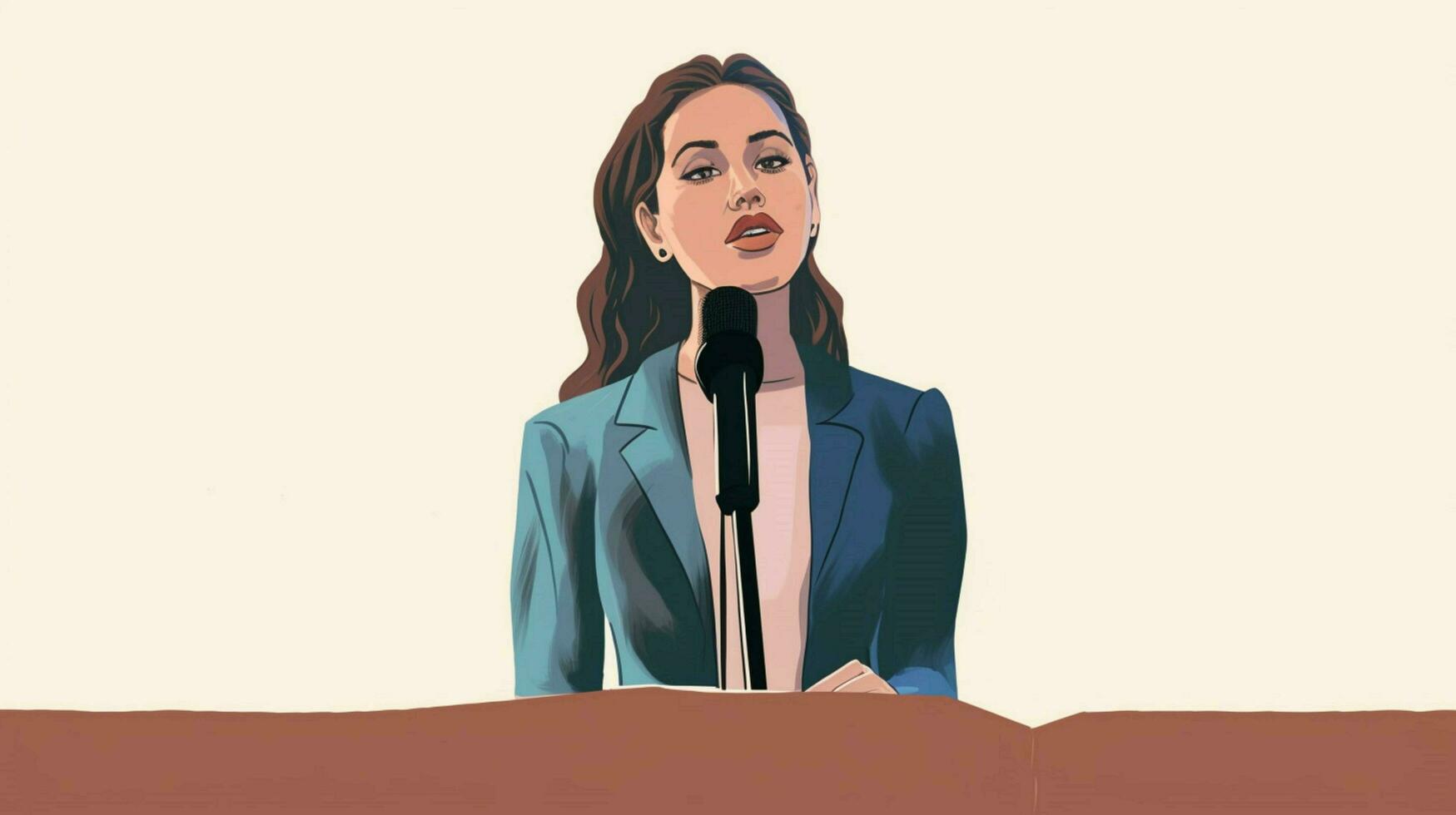 a woman speaks into a microphone at a podium photo