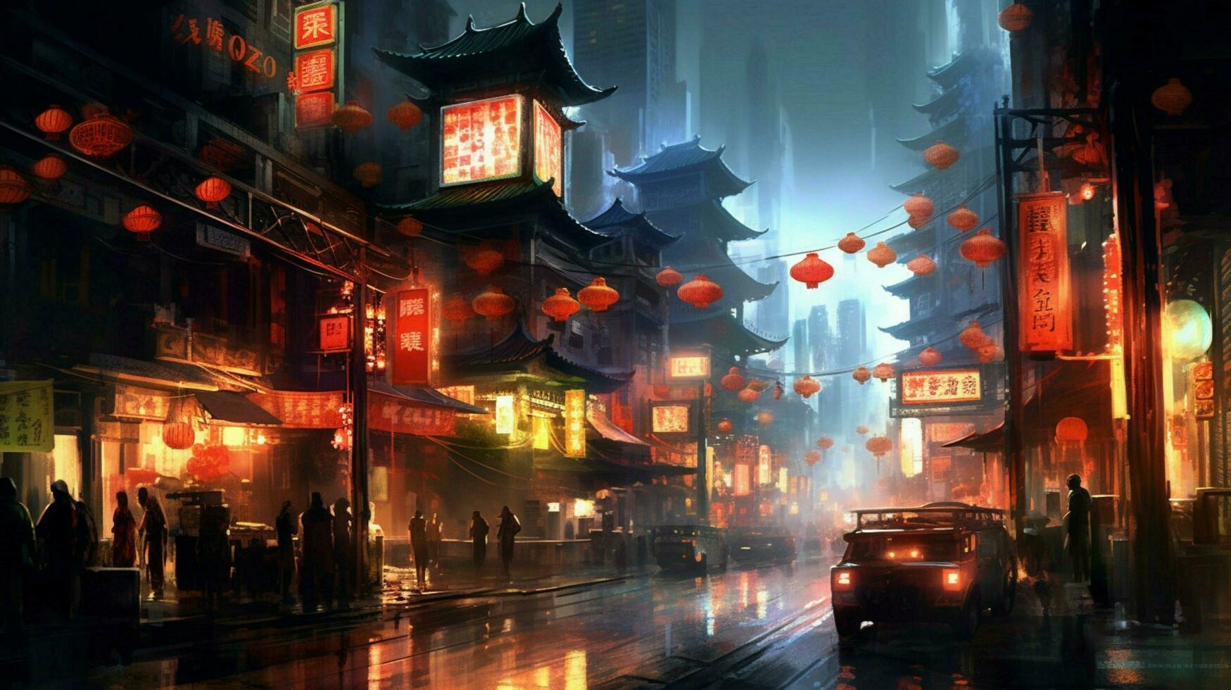 asian city night photo