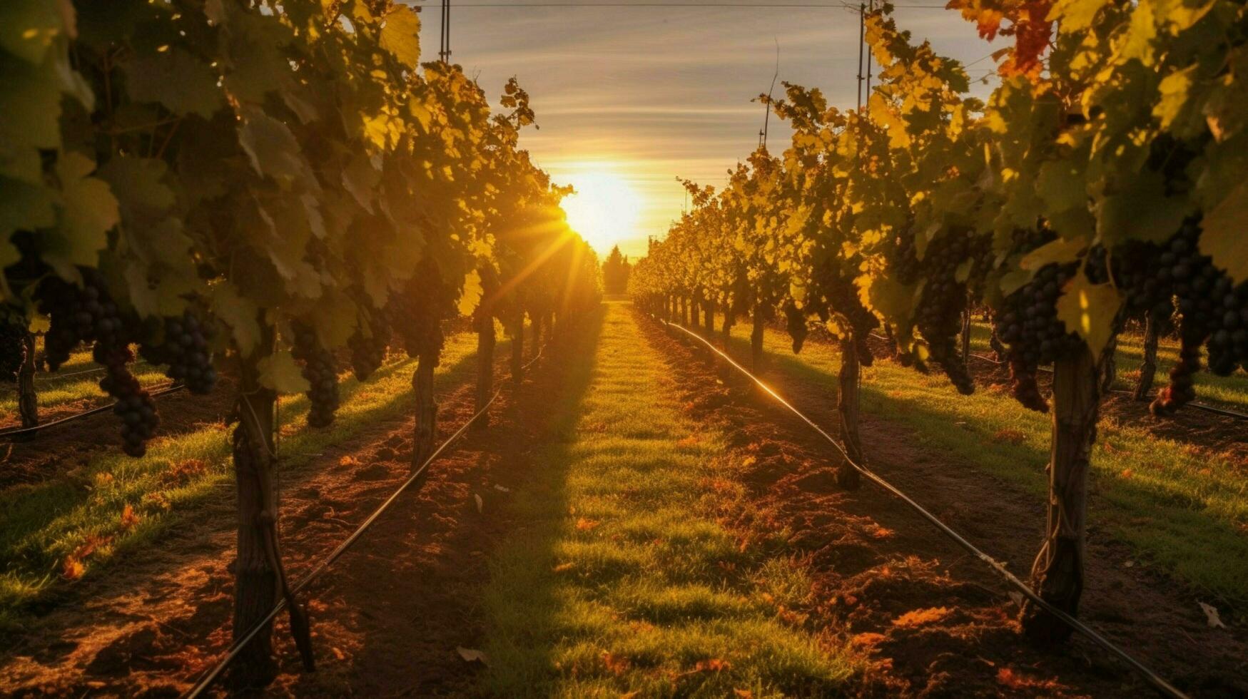 autumn sun shining through the vines illuminating photo