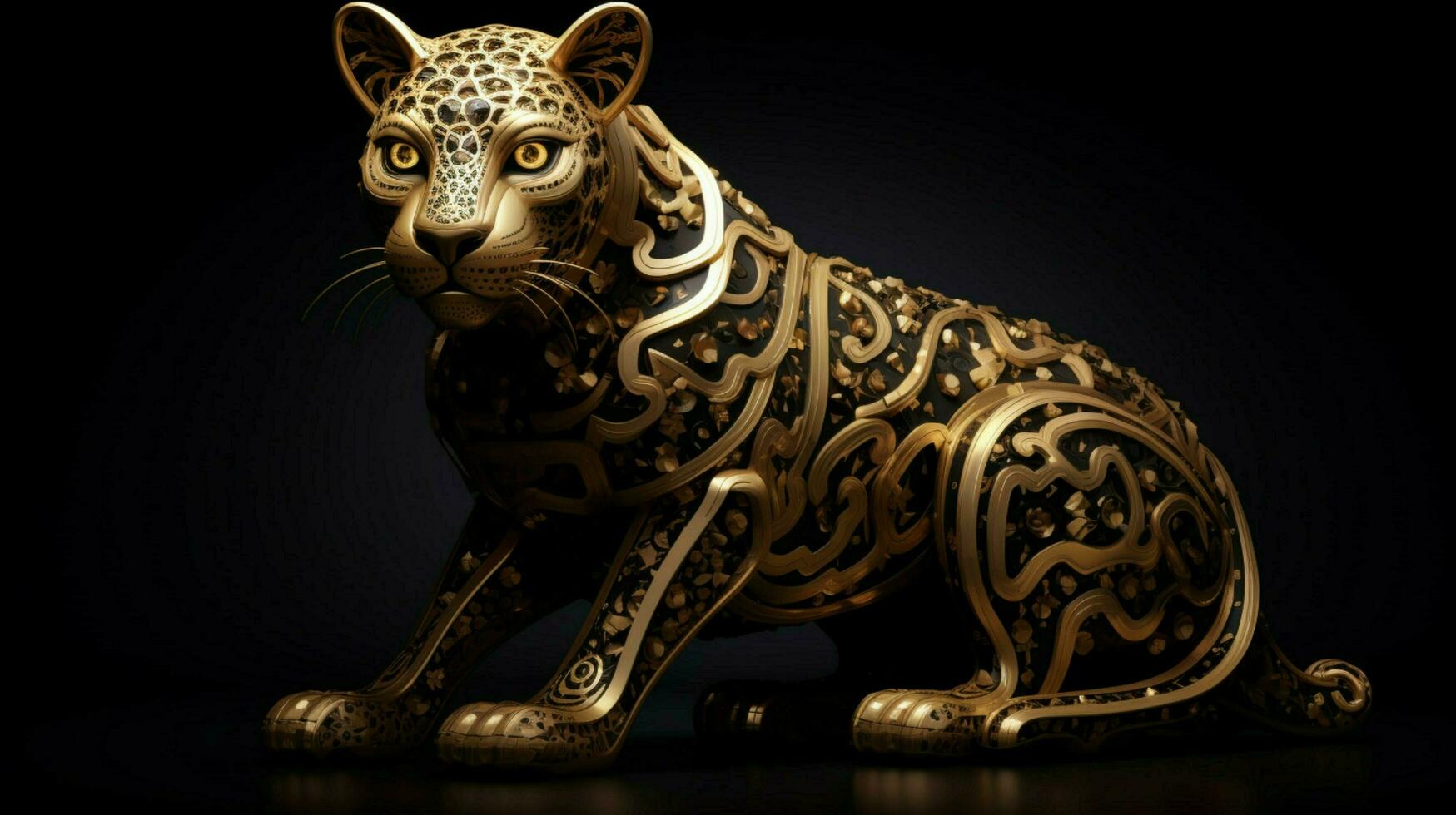 black cheetah tiger in golden pattern photo