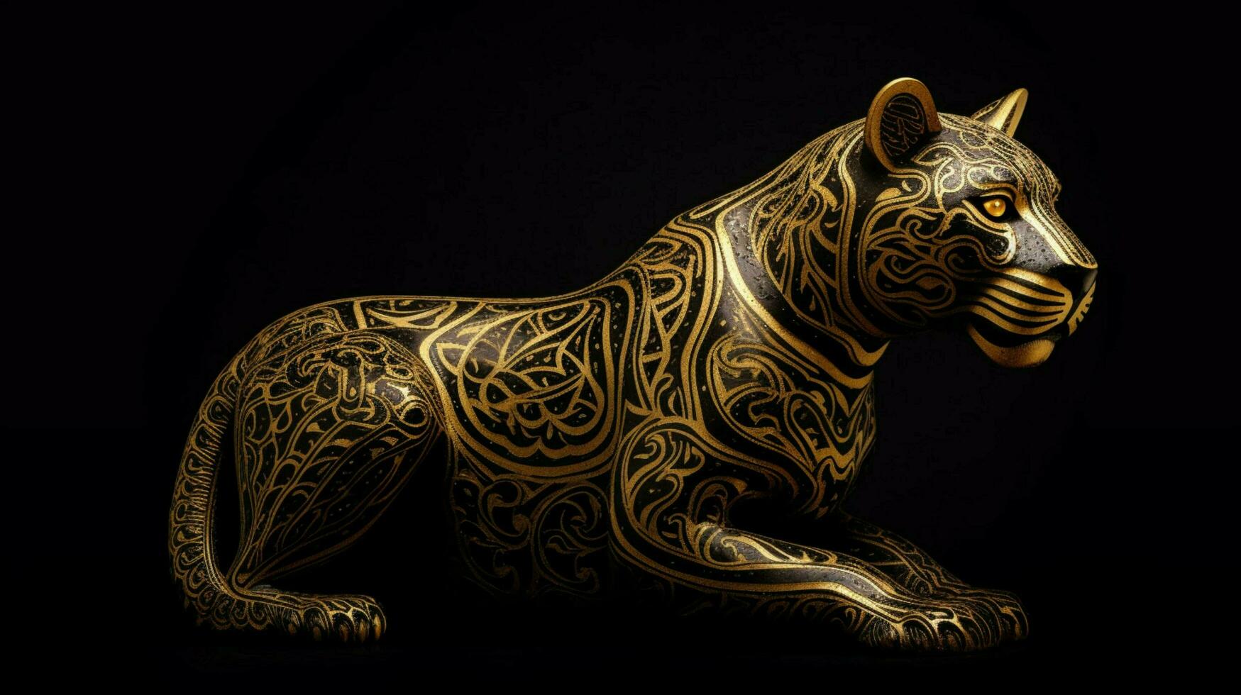 black cheetah tiger in golden pattern photo