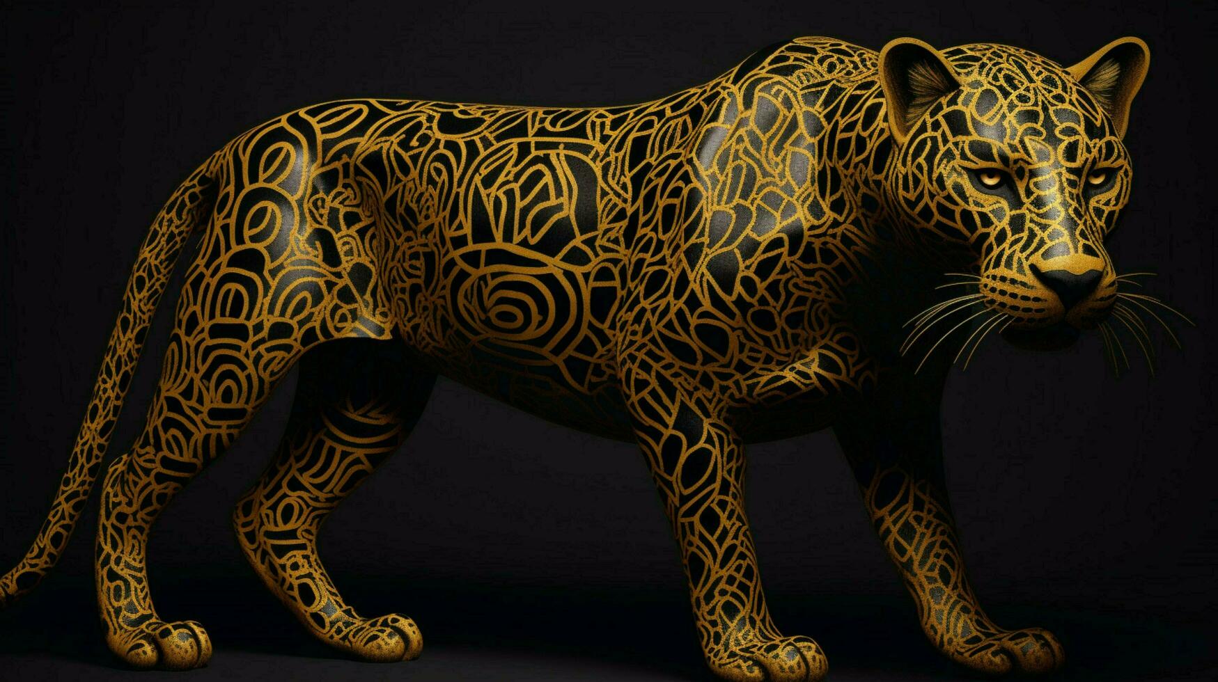 black cheetah tiger in golden pattern photo