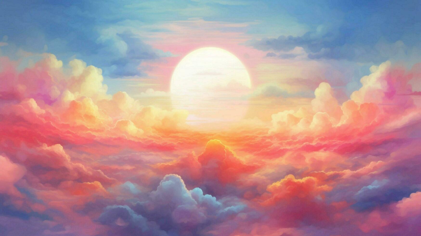 brightly colored sun peaking over the clouds with photo