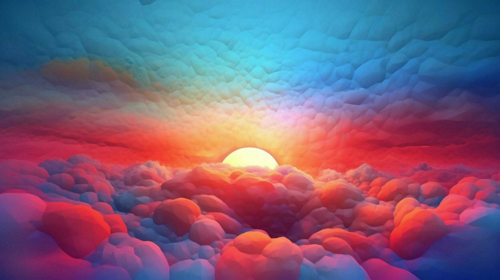 brightly colored sun peaking over the clouds with photo