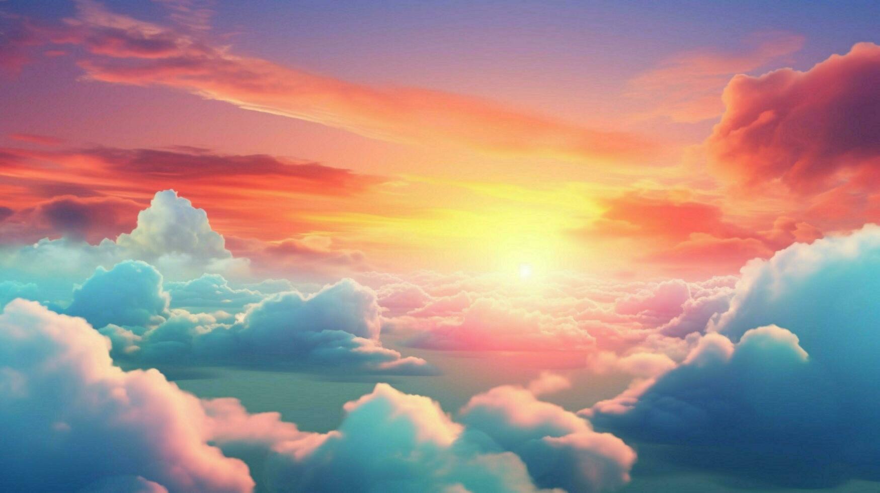 brightly colored sun peaking over the clouds with photo