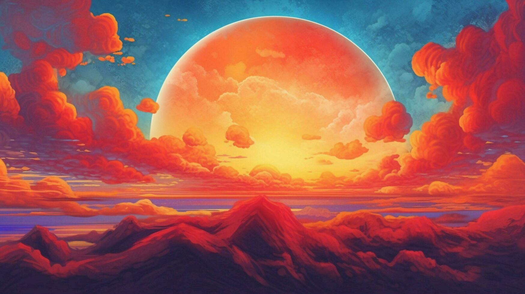 brightly colored sun peaking over the clouds with photo