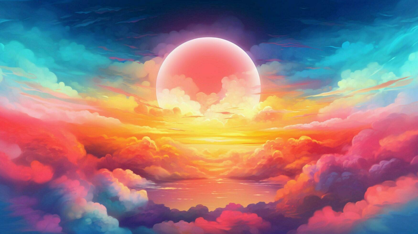 brightly colored sun peaking over the clouds with photo