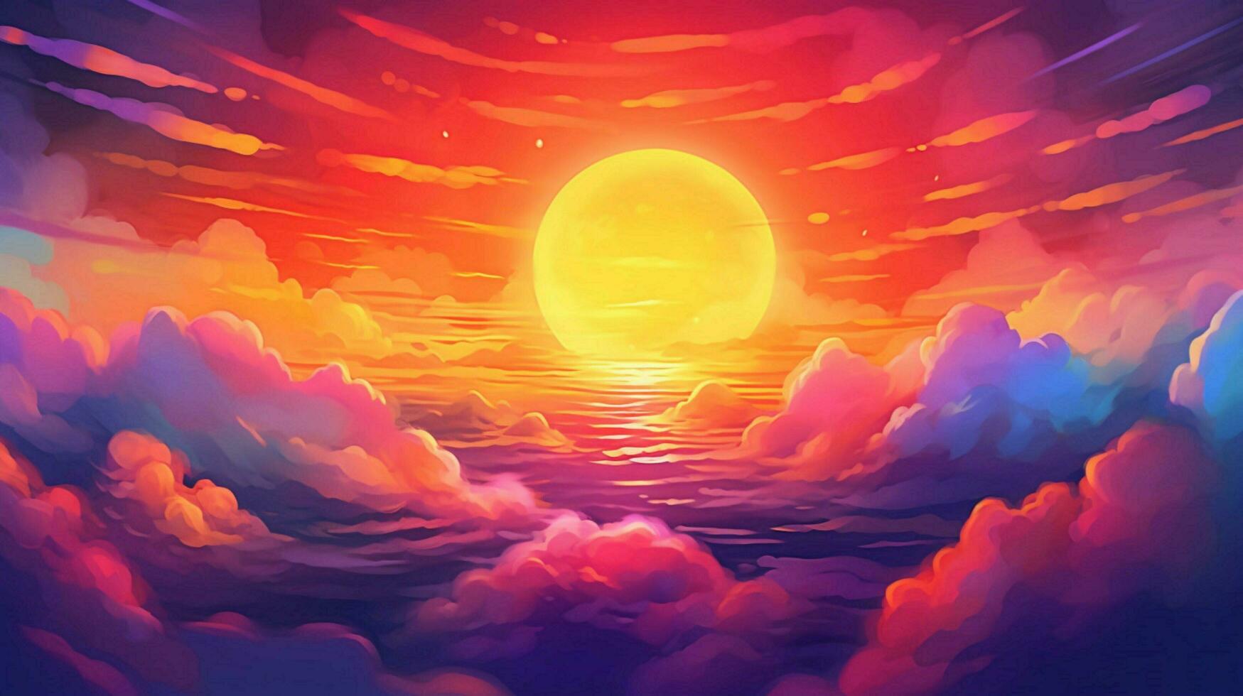 brightly colored sun peaking over the clouds with photo