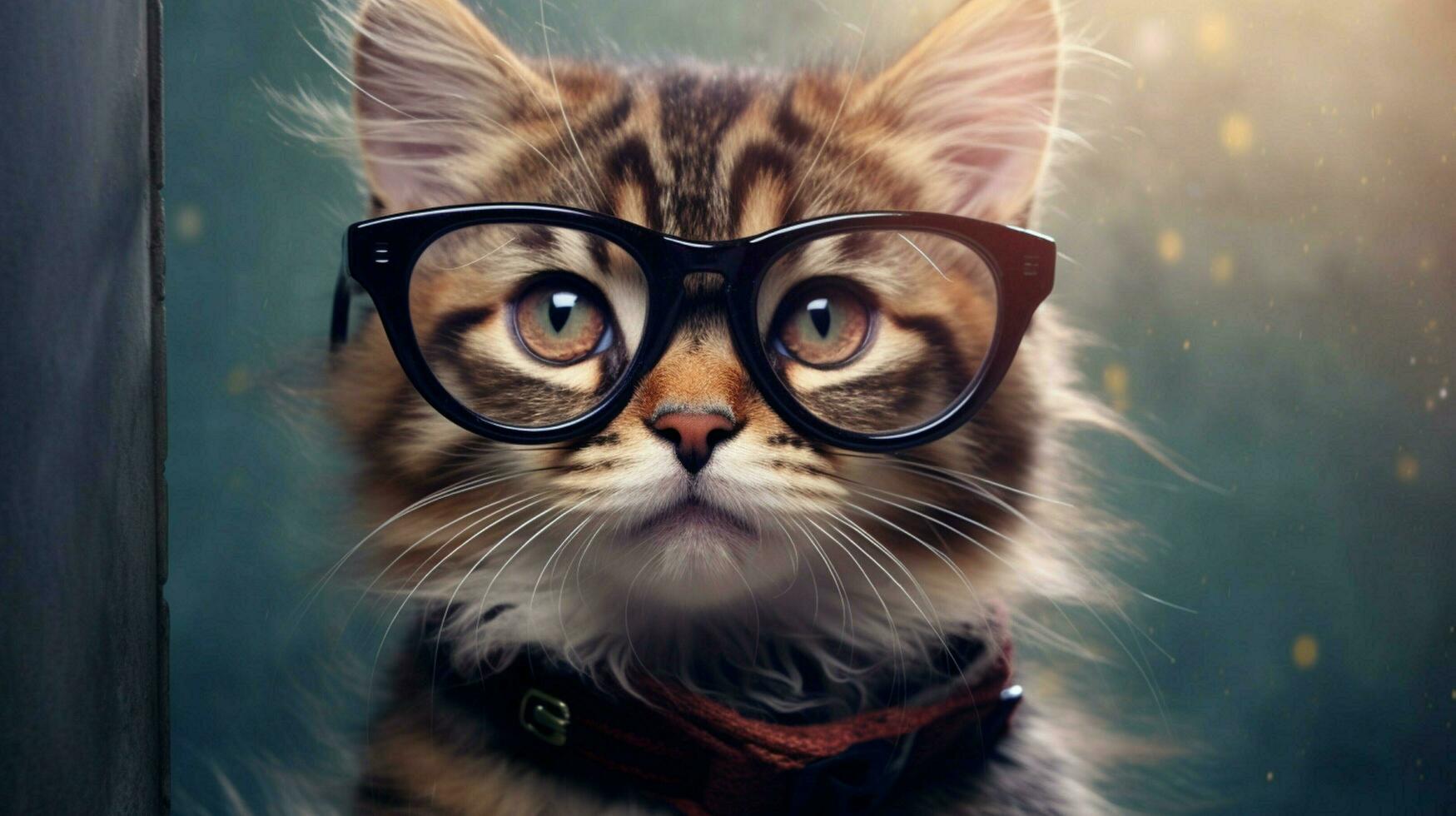 cat cute stylish glasses photo