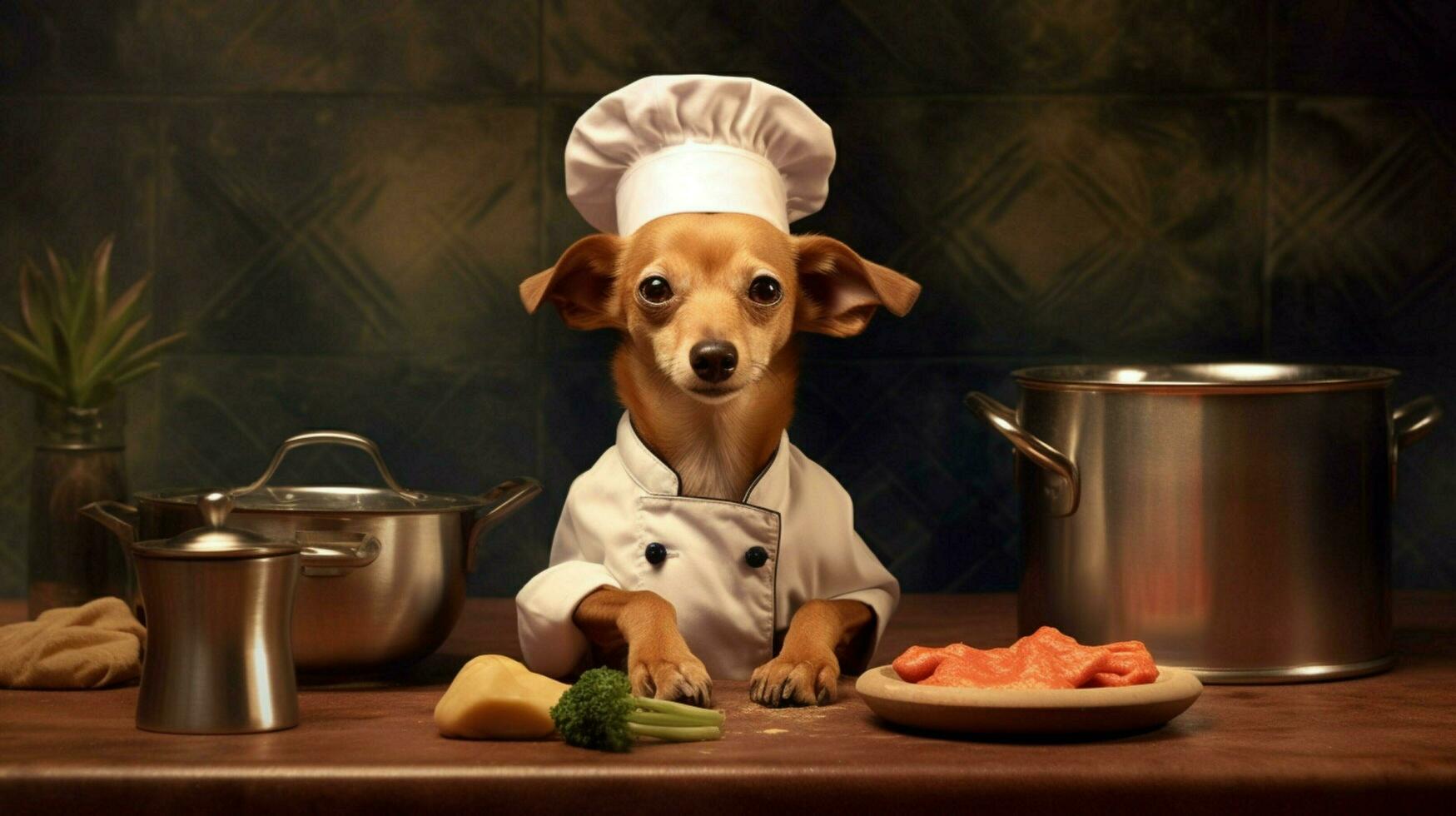 chef dog cooking photo