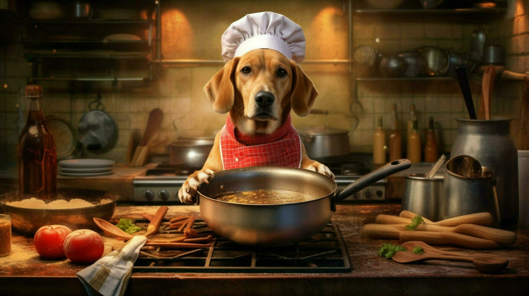 chef dog cooking photo