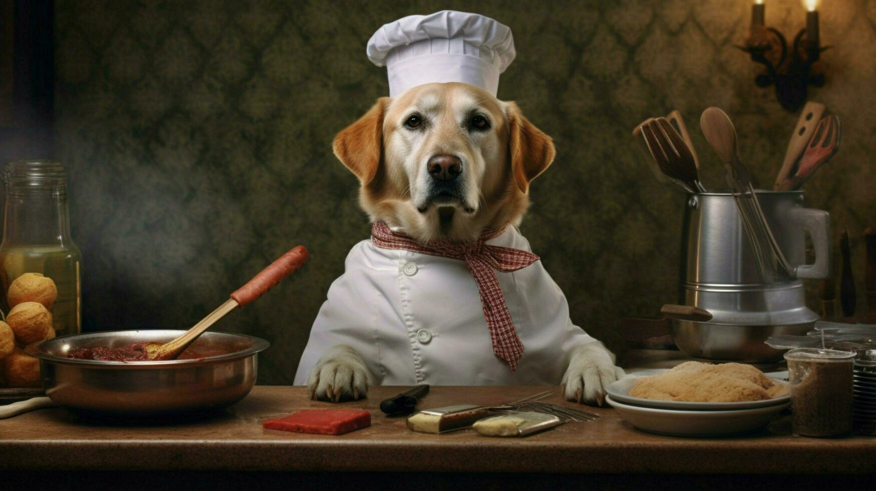 chef dog portrait cooking photo