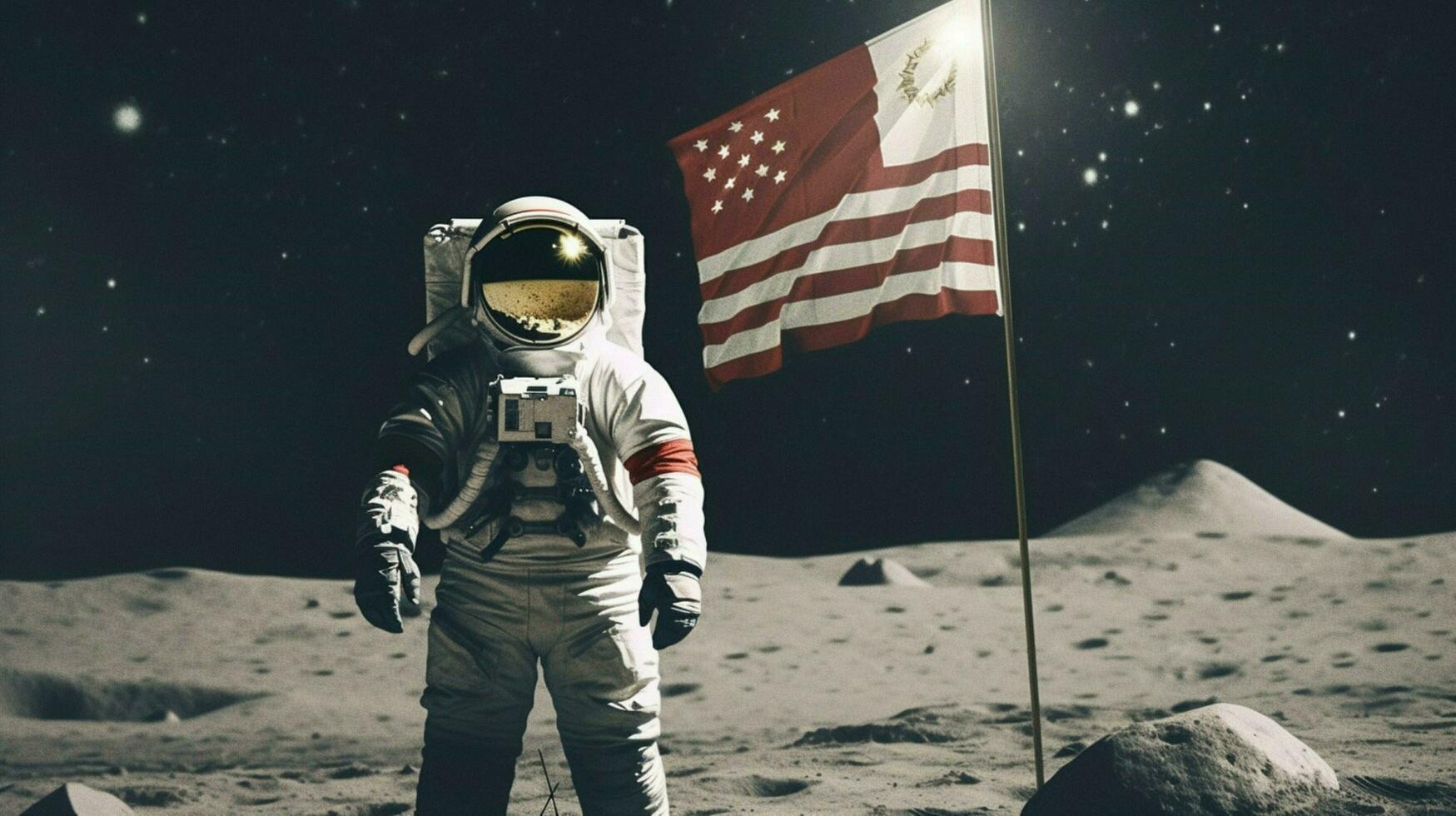 chino astronauta Luna con bandera foto
