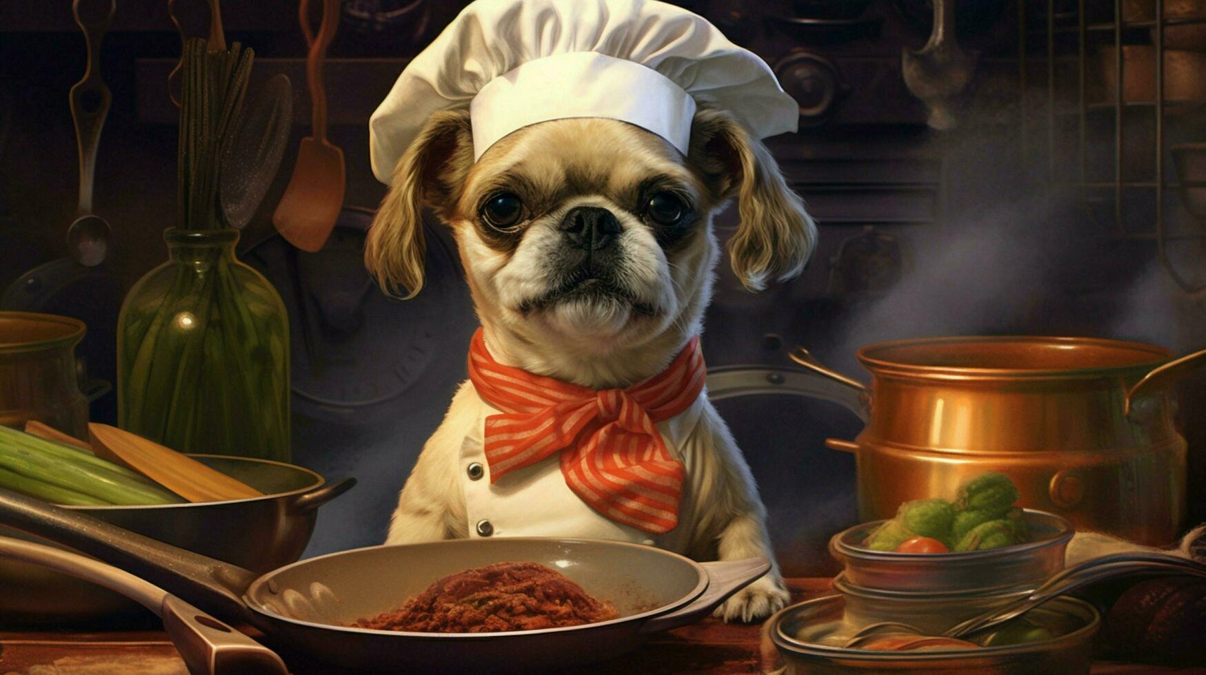 chef dog portrait cooking photo