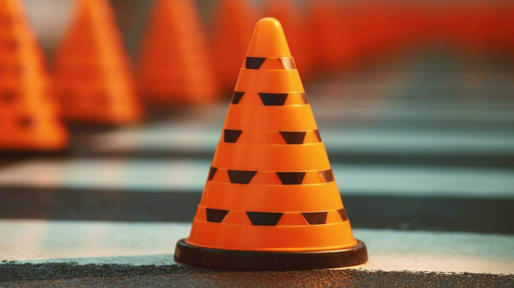 closeup of traffic cone with its reflective strip photo