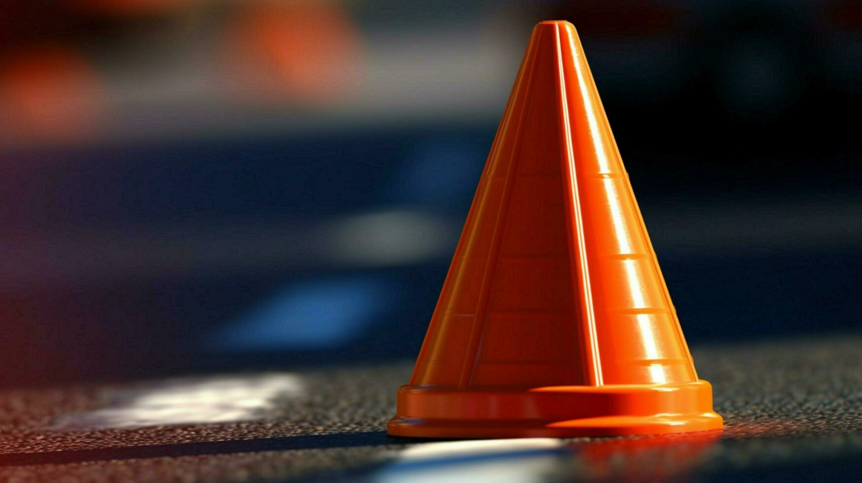 closeup of traffic cone with its reflective strip photo