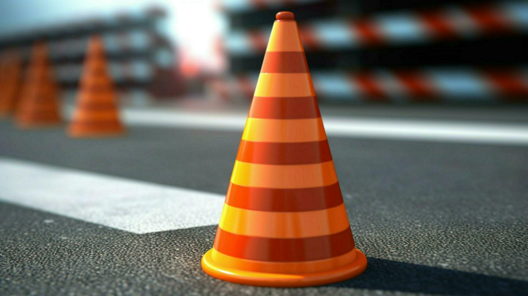 closeup of traffic cone with its reflective strip photo