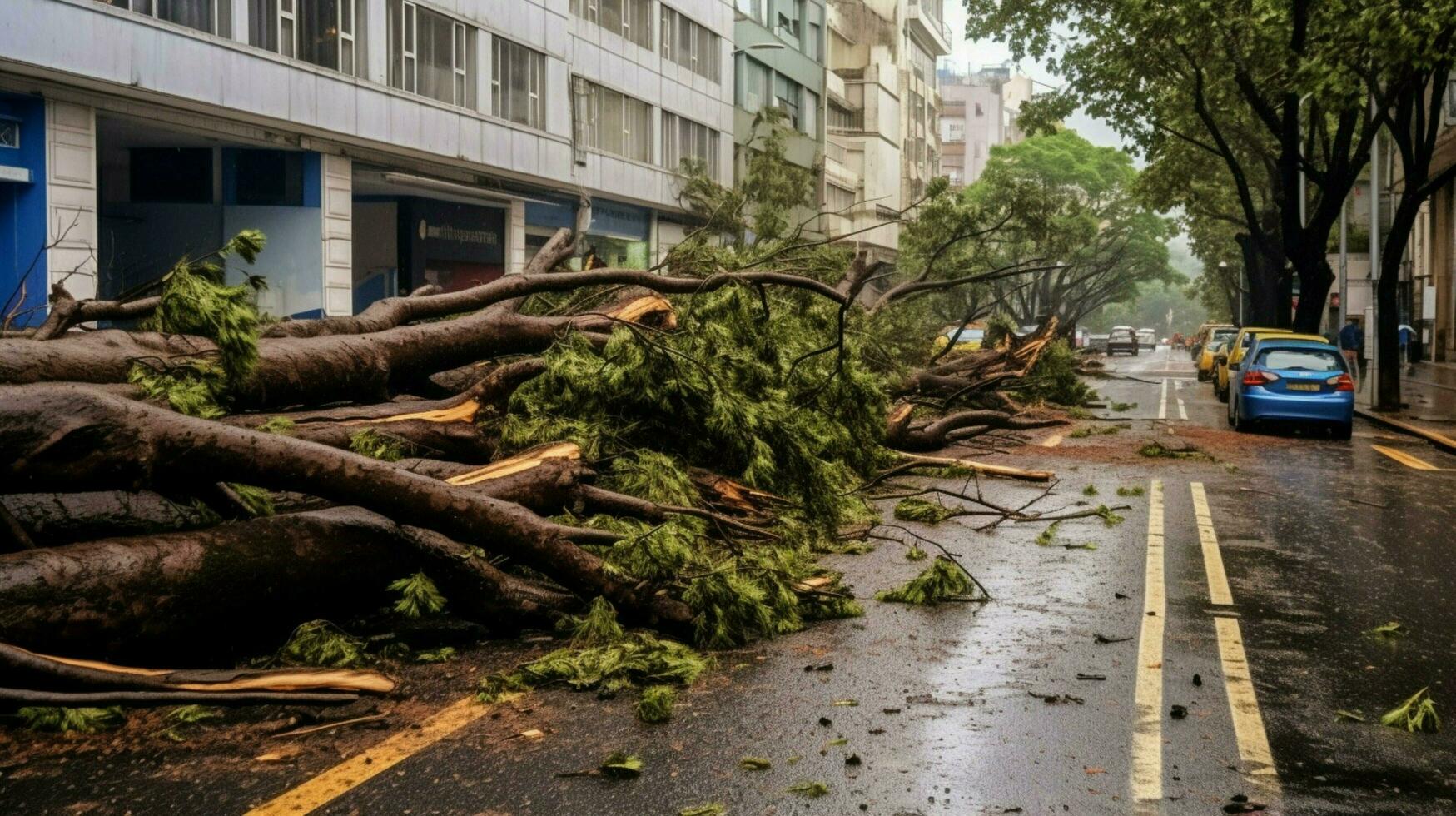 consequences of hurricane in form of fallen trees photo