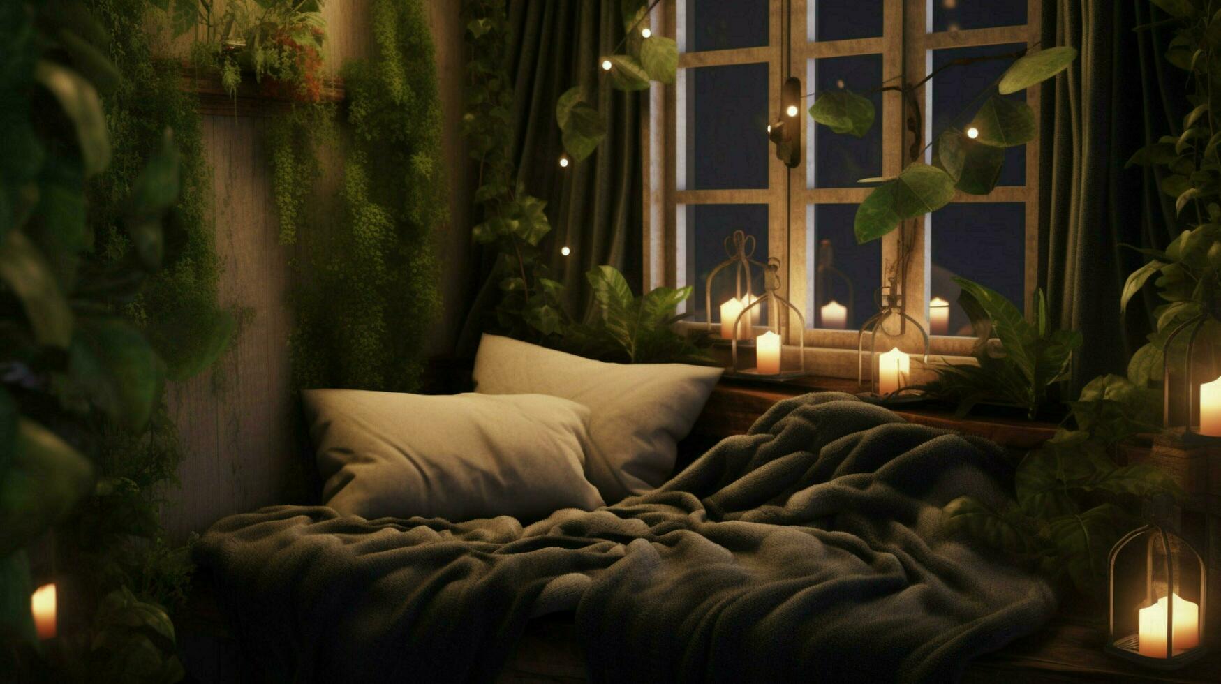 cozy nook with plush pillows and soft blankets photo