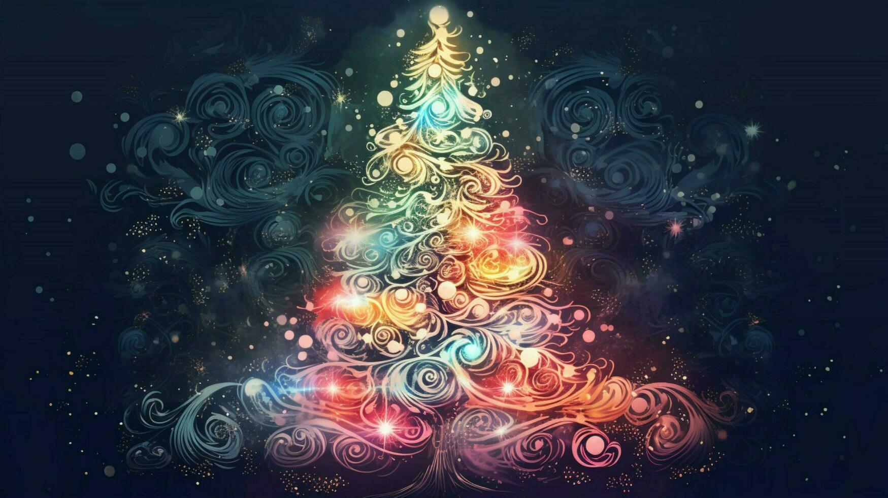 decorated christmas tree illustration ai generative photo