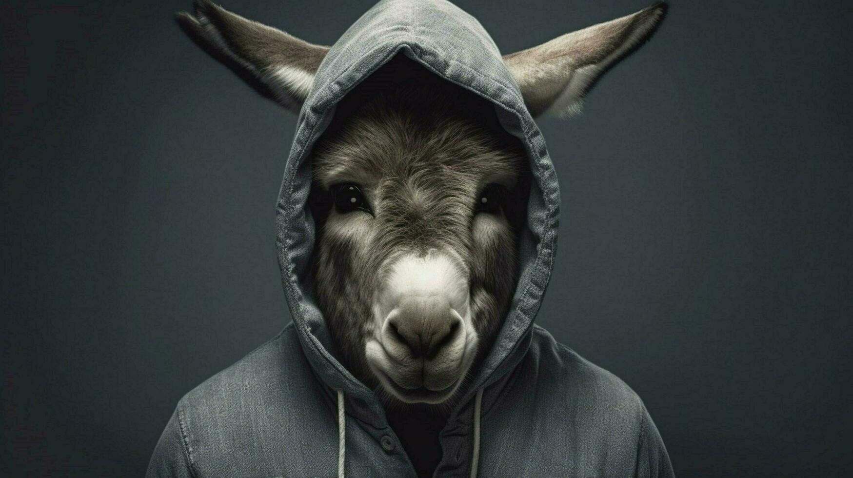 donkey with a hoodie and a hoodie photo