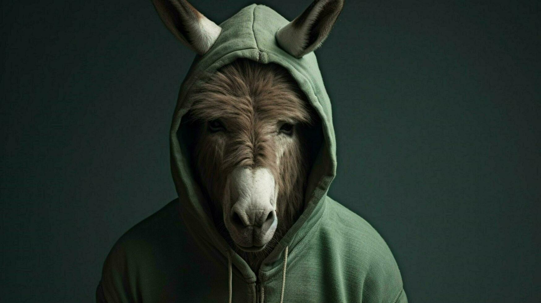 donkey with a hoodie and a hoodie photo