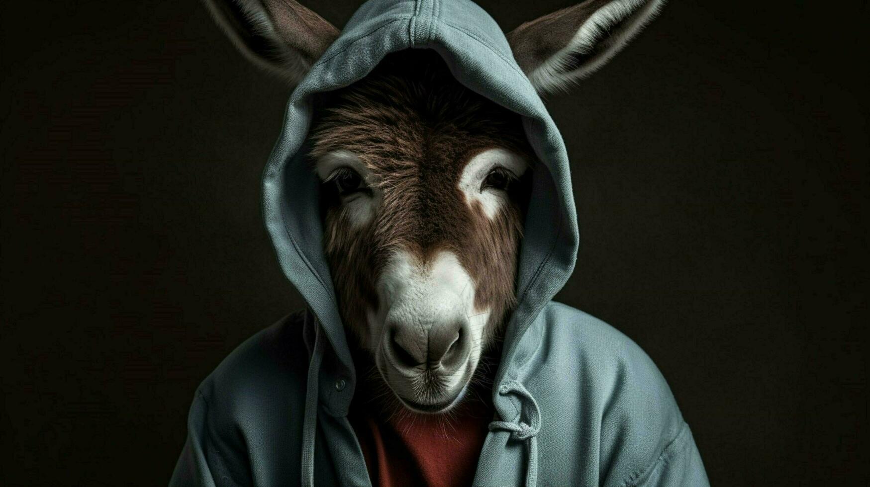 donkey with a hoodie and a hoodie photo