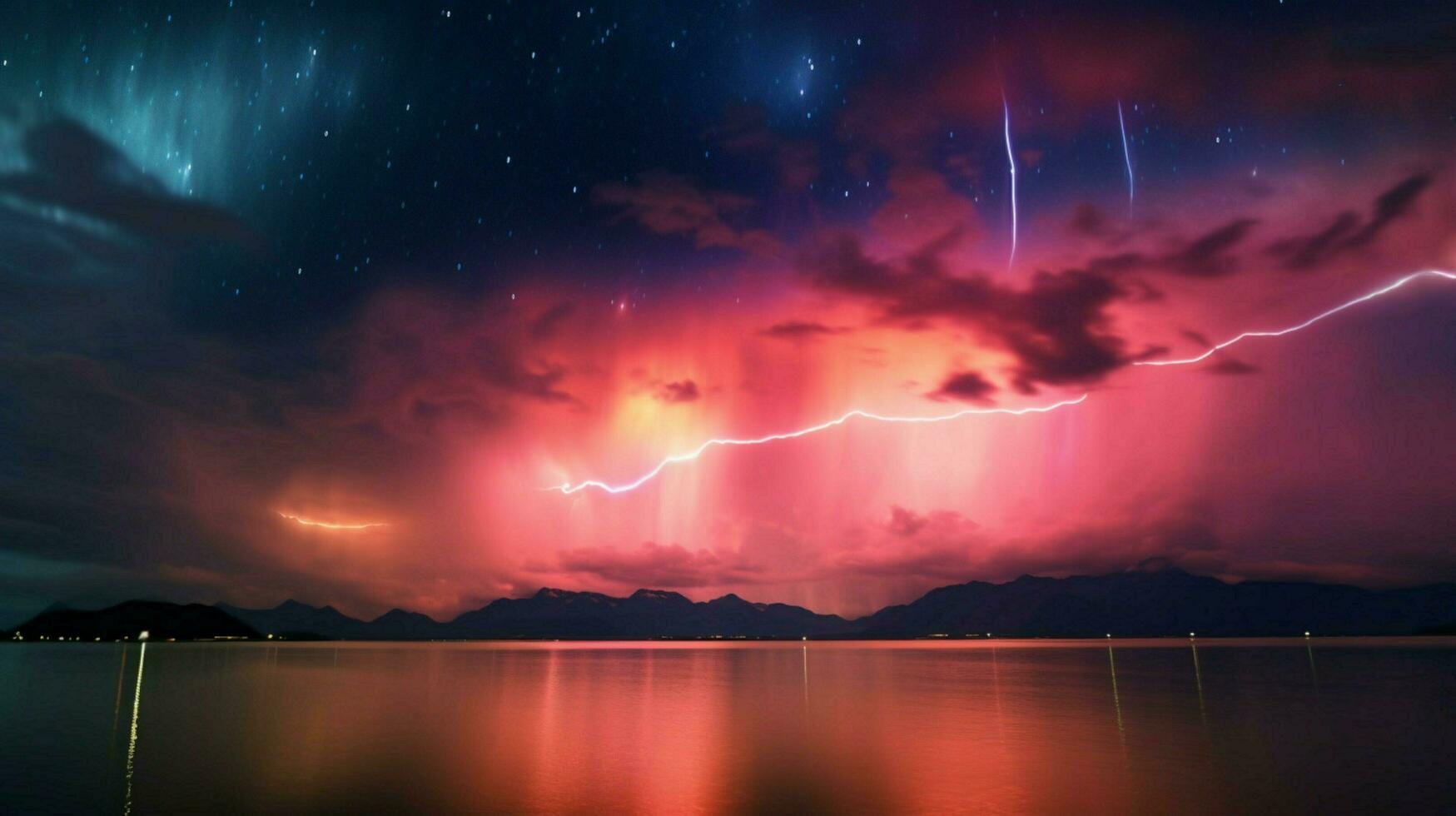 dramatic sky with electric blue flares and pink photo