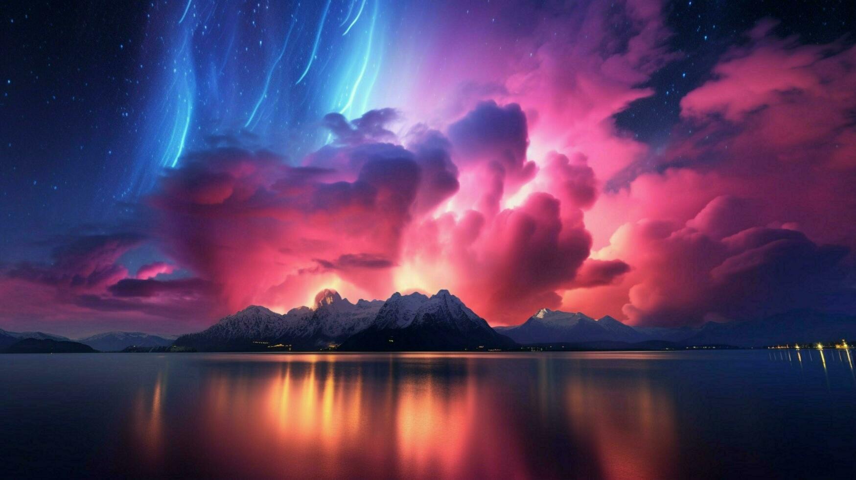 dramatic sky with electric blue flares and pink photo