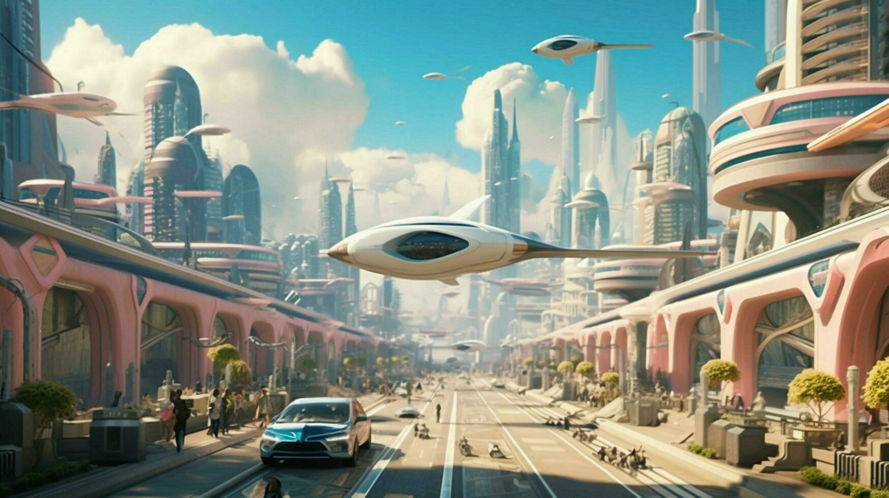 de ensueño visión de un futurista ciudad con pulcro foto