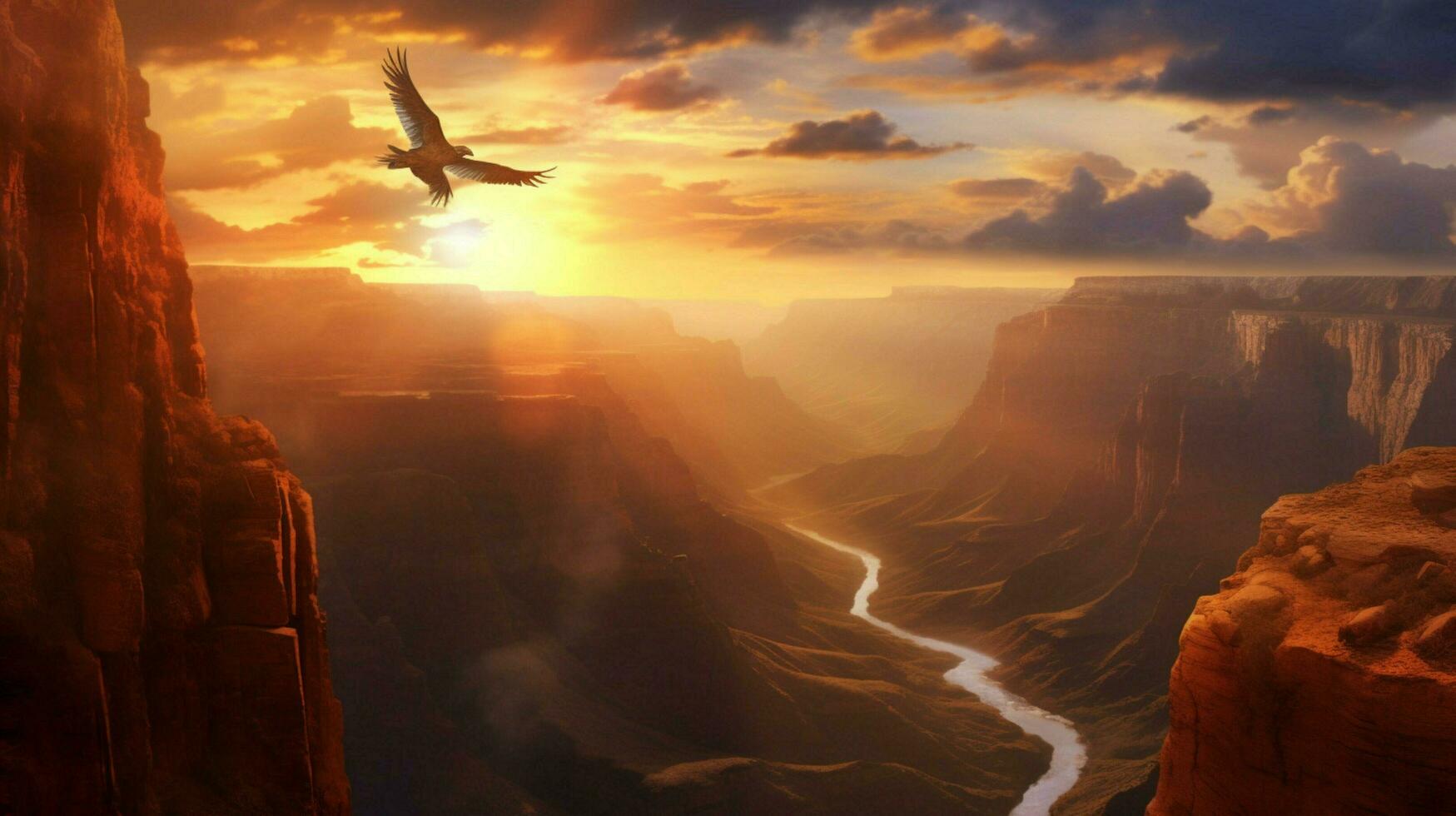 dreamlike vision of flying over canyon photo