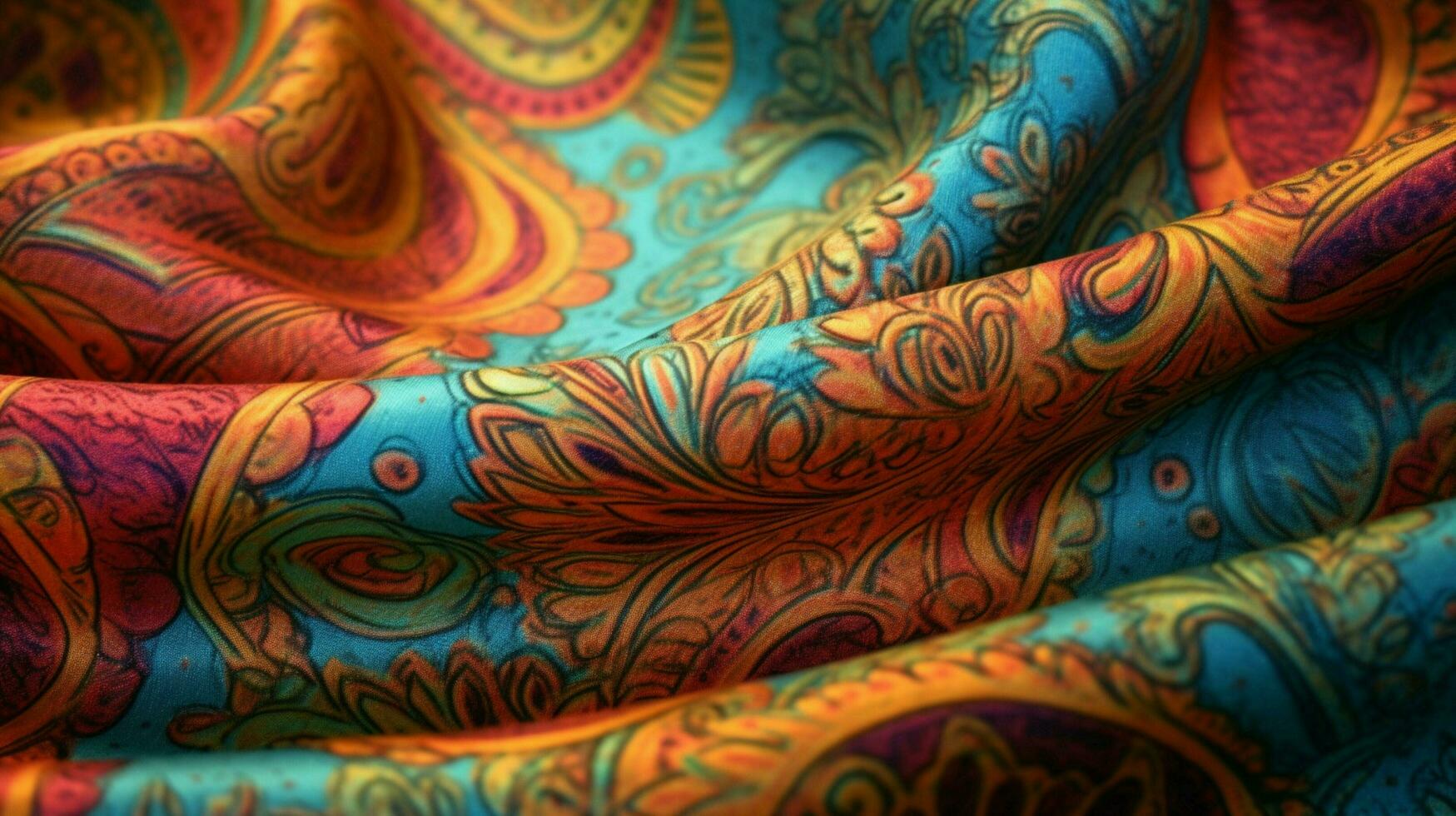 intricately patterned textile with vivid colors photo