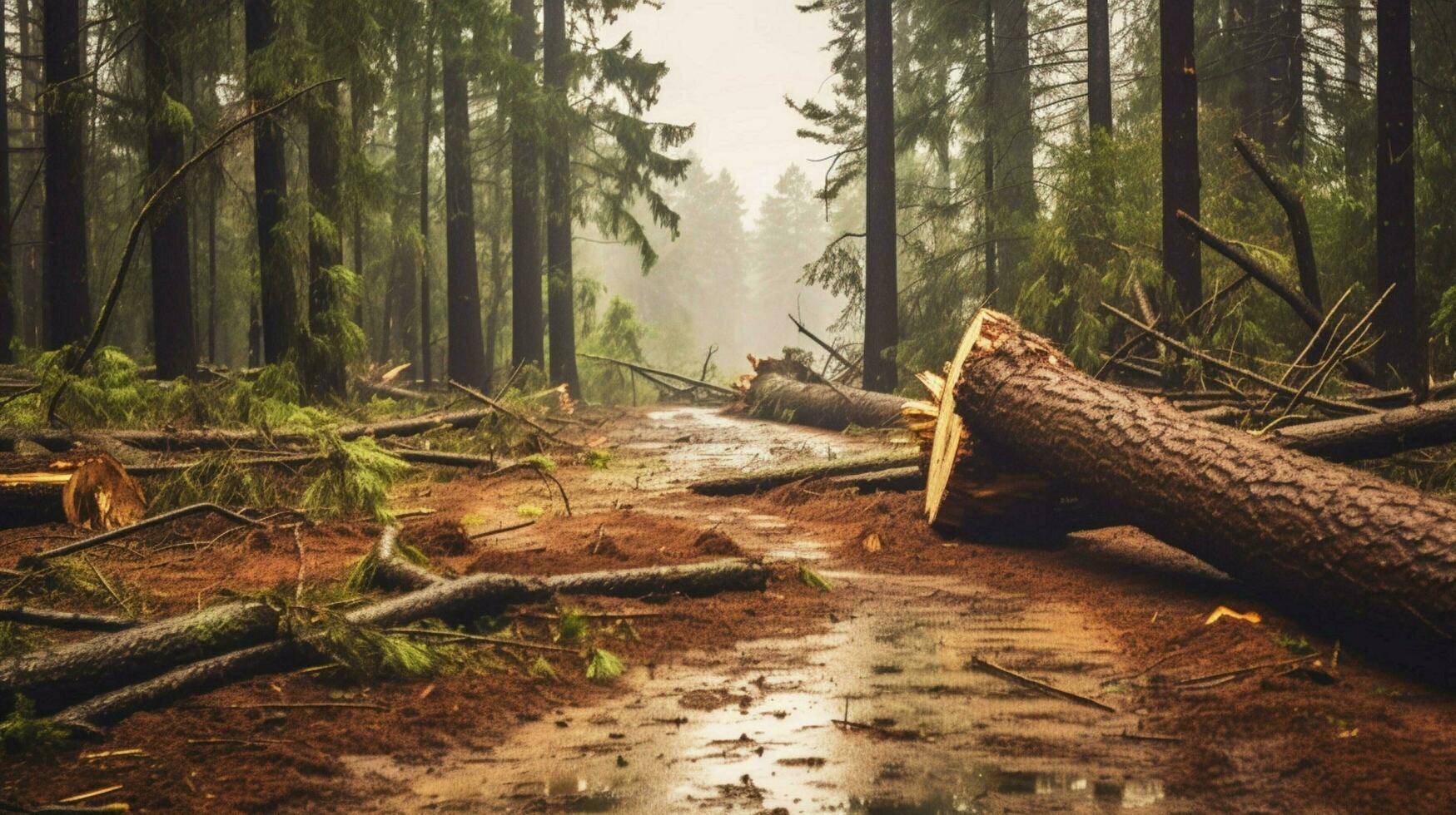 large trees broken by storm during aftermath photo