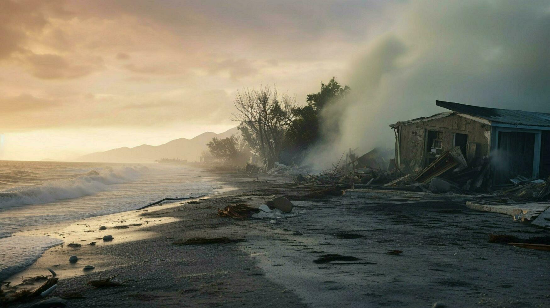 low cloud against backdrop of sea and sky after photo
