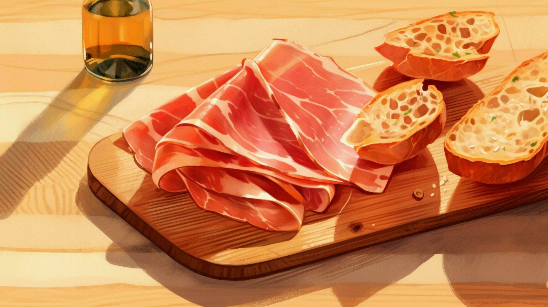 on a wooden table a sandwich with spanish photo