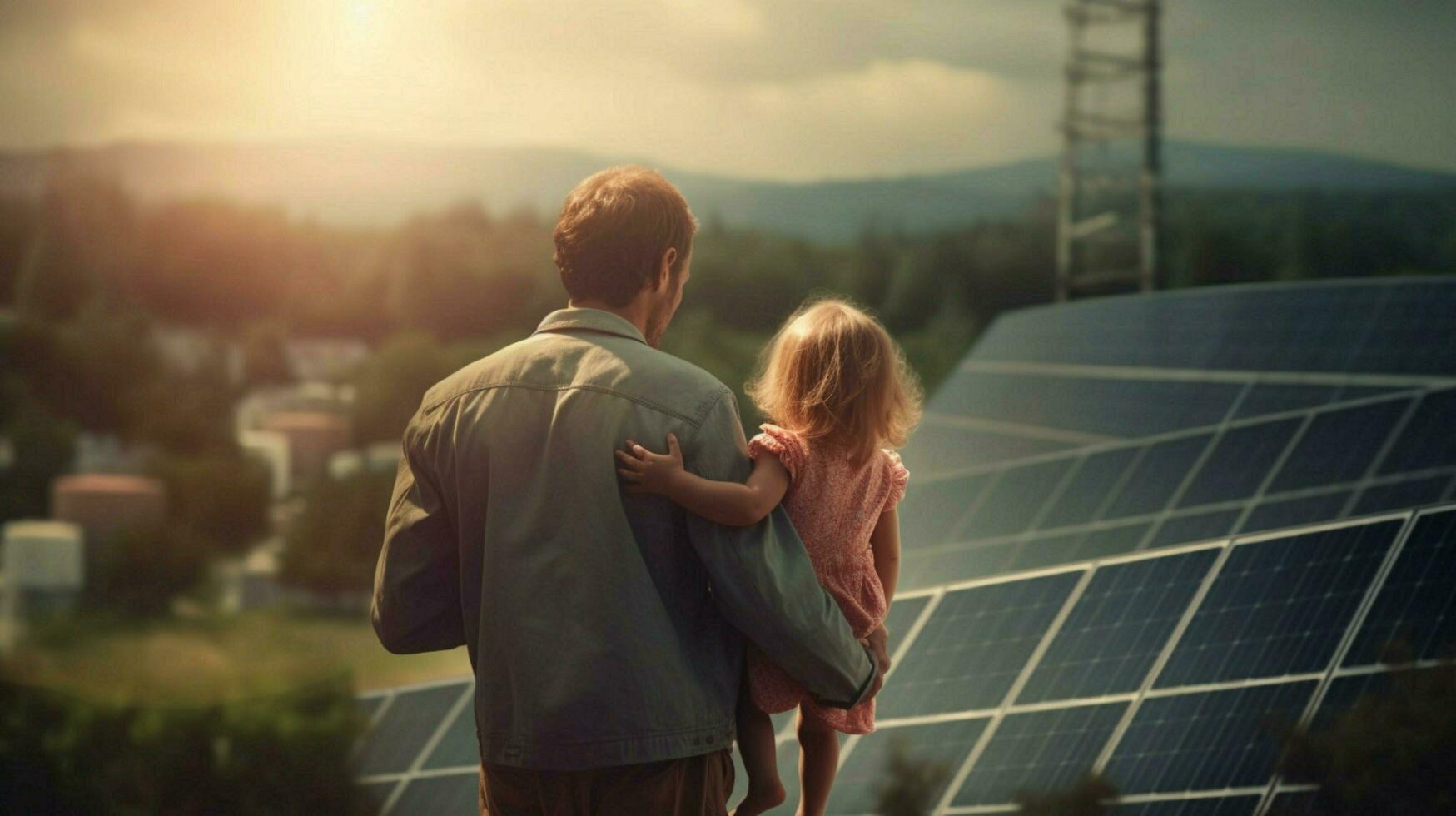 posterior ver de papá participación su pequeño niña en brazos foto