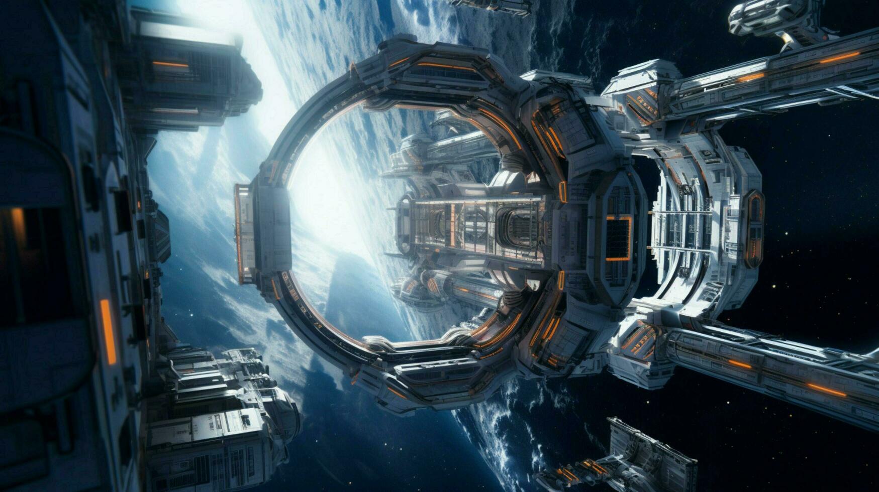 silent dark and empty futuristic space station photo