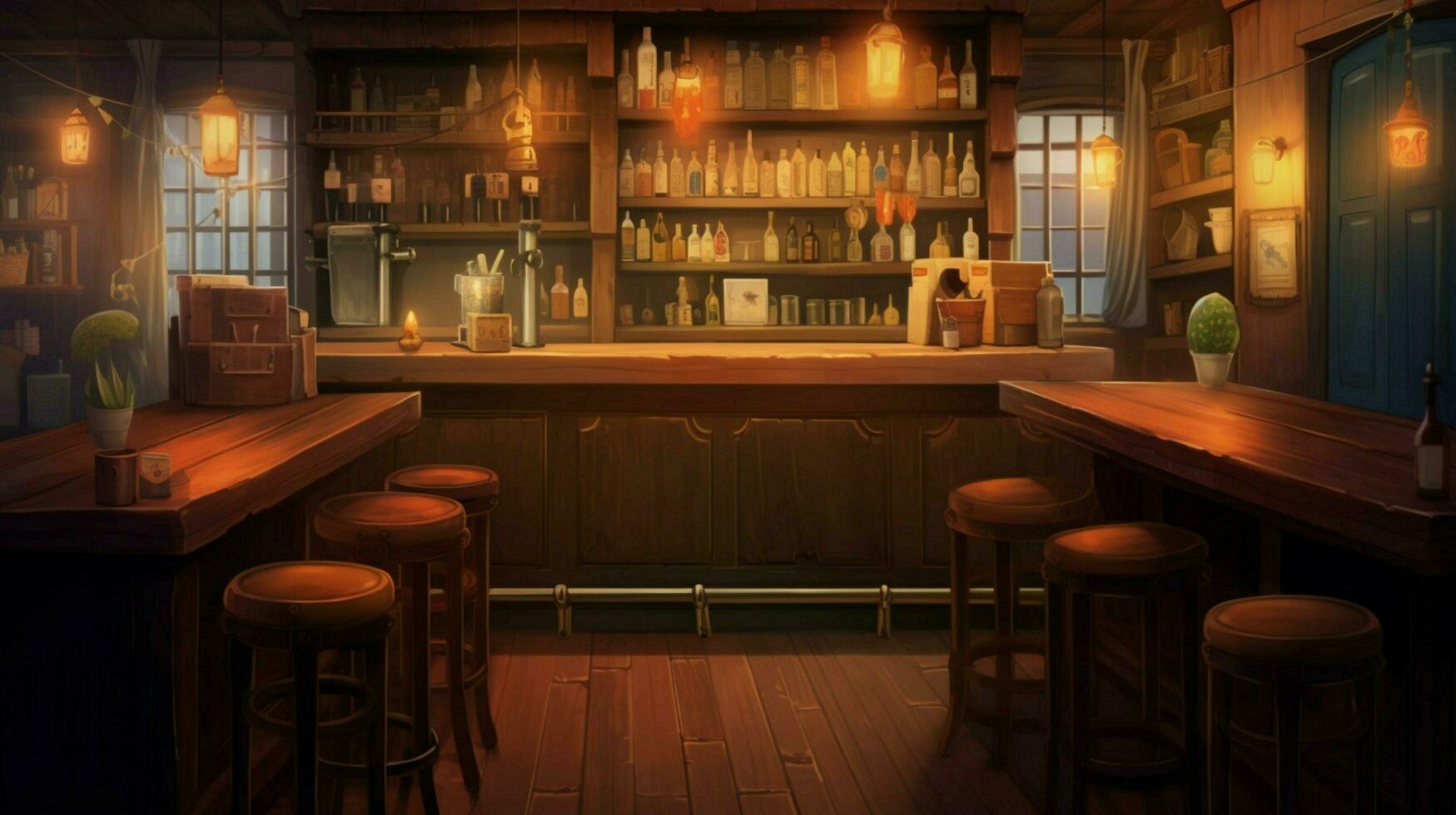 el pub tiene un de madera mesa como sus bar mostrador foto