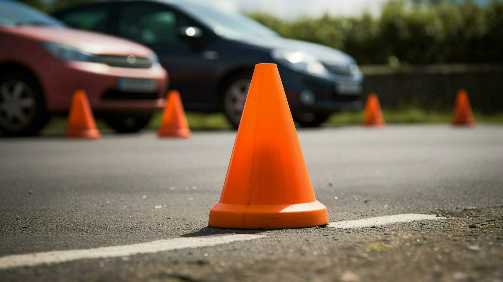 traffic cone being used as temporary marker photo