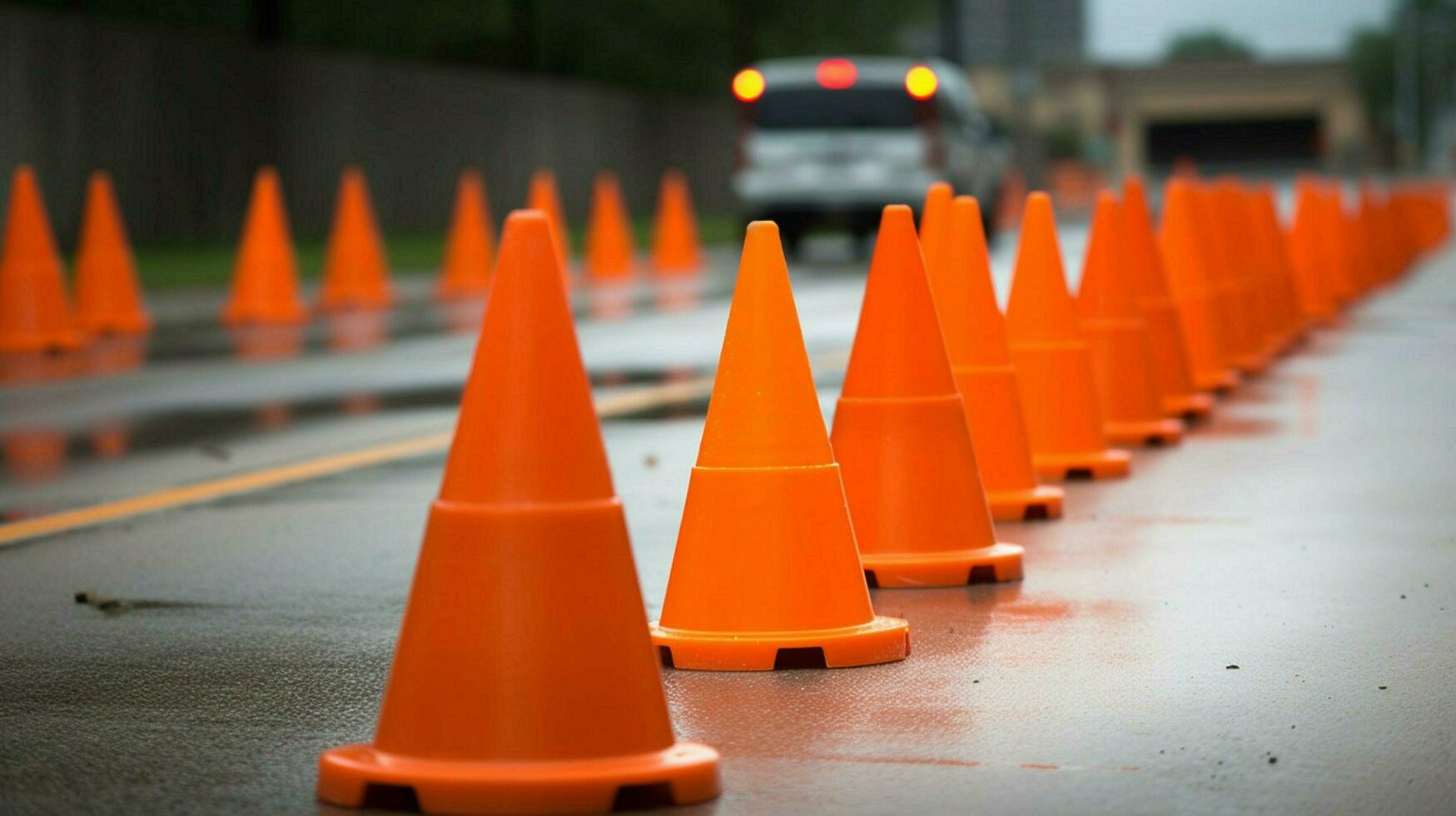traffic cones being used as makeshift barrier photo