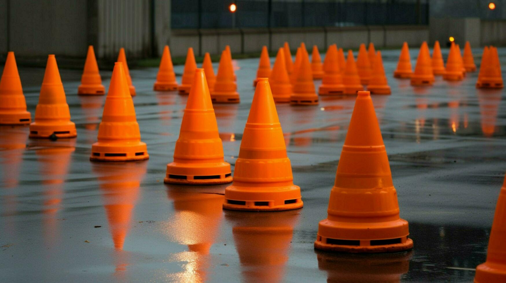 traffic cones being used as makeshift barrier photo