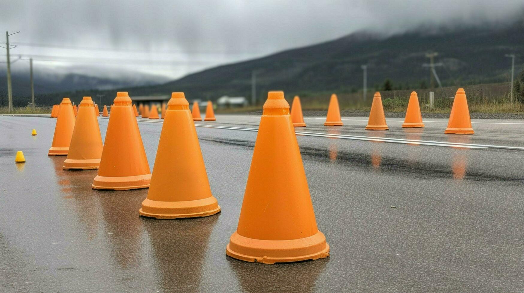 traffic cones being used as makeshift barrier photo