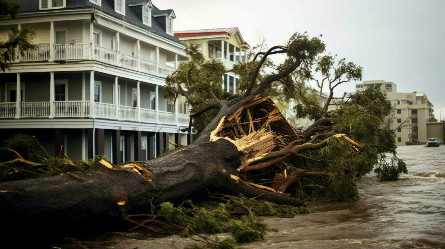 trees fell down under violent wind photo