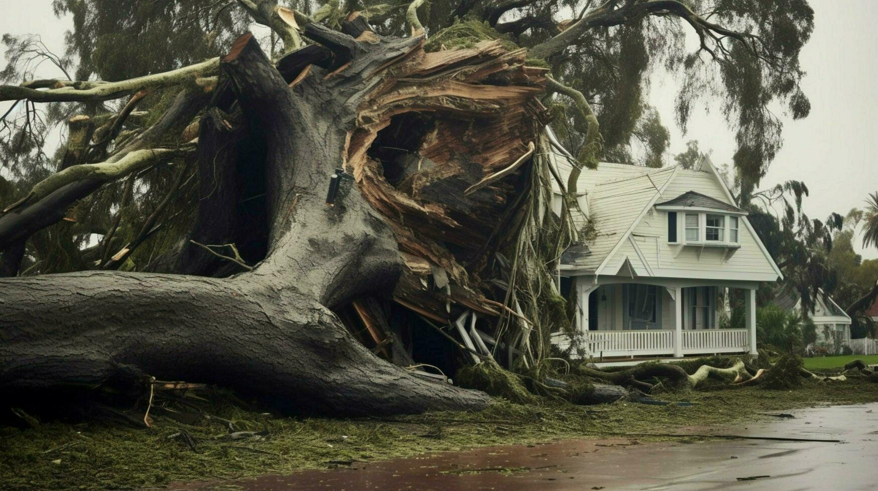 trees fell down under violent wind photo